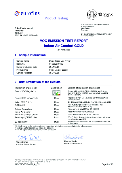 Indoor Air Comfort – Eurofins