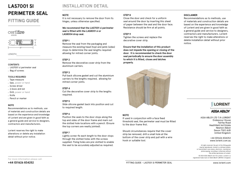 LAS7001 si fitting instruction