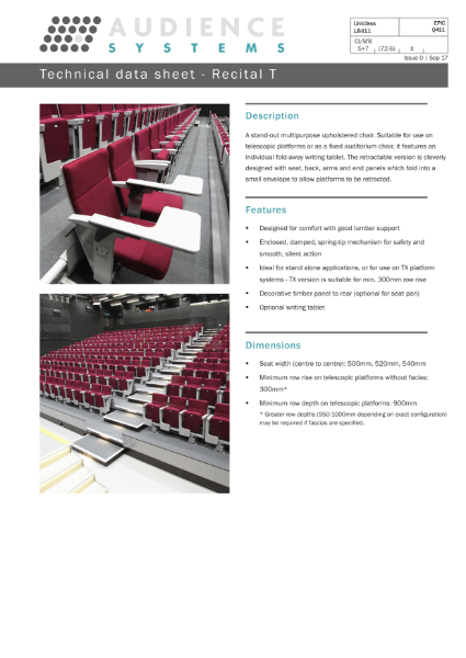 Recital-T Conference Seating with Writing Tablet