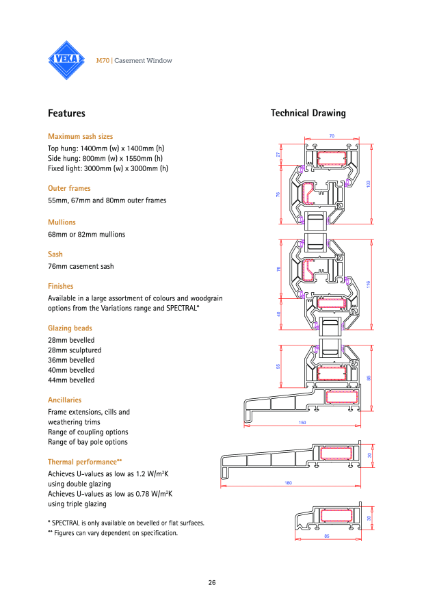 M70 Casement Window Specification