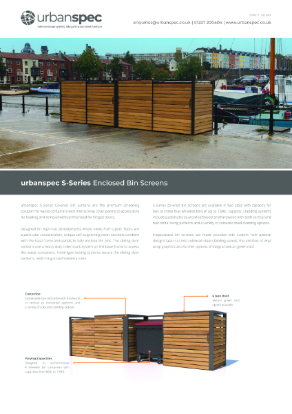 Enclosed Bin Screens Data Sheets