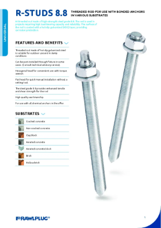 R Studs 8.8, Hot-dip Galvanized - Data Sheet