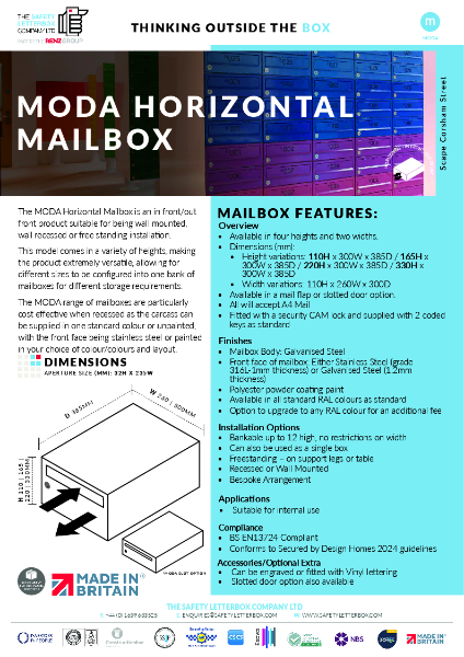 MODA Horizontal Mailbox Datasheet
