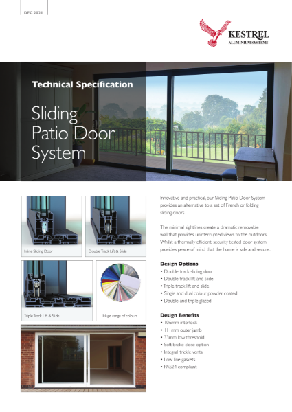 Datasheet Kestrel Patio Sliding Door System