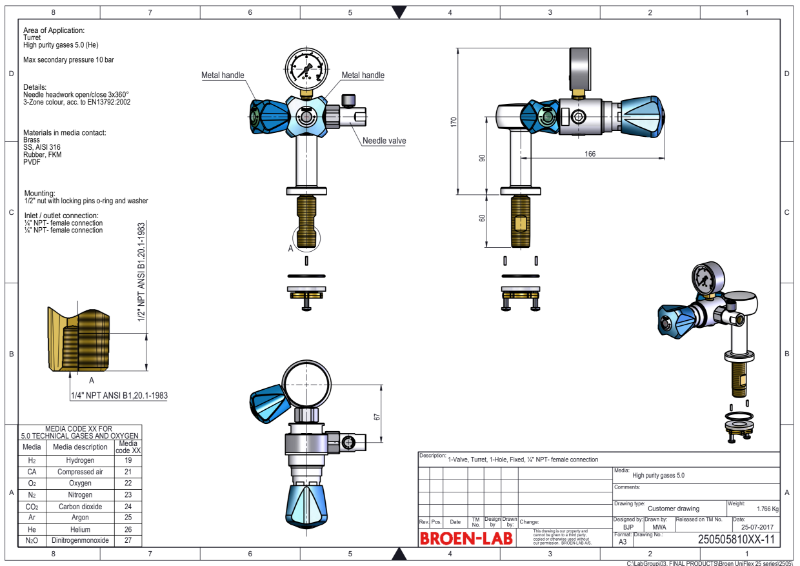 Table mounted pure gas tap with isolation, regulator and flow valve TDS