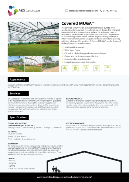 Motiva Covered MUGA Data Sheet