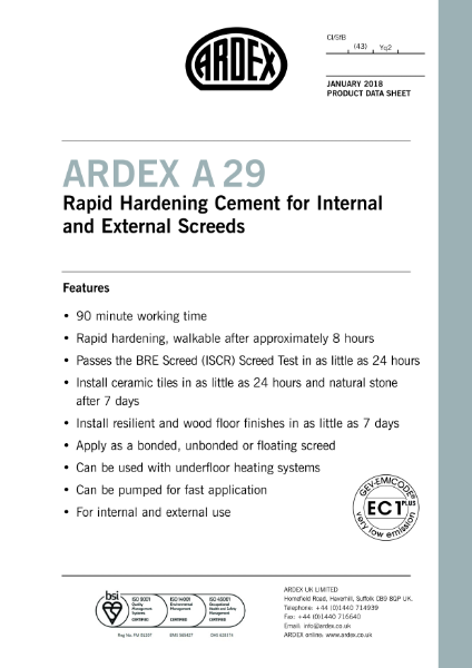 ARDEX A 29 Datasheet