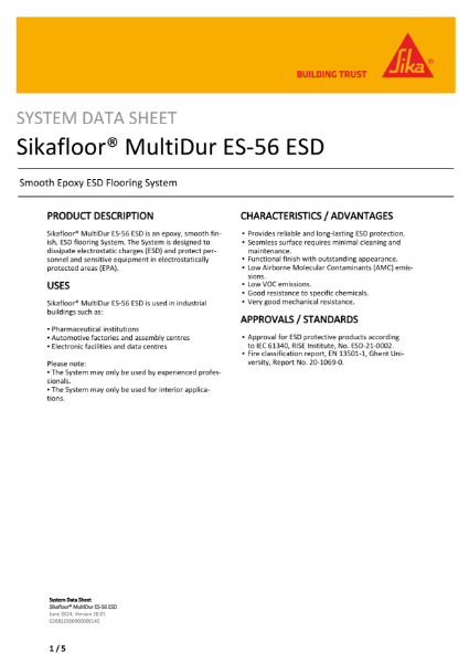 System Data Sheet - Sikafloor MultiDur ES-56 ESD