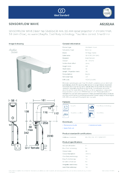 Datasheet - A6161AA SENSORFLOW WAVE