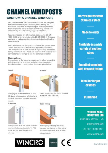 Stainless Steel Cavity Windposts