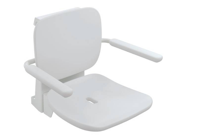 HEWI Hinged Seat Premium with Arms Hanging (Height adjustable) - Shower Seat