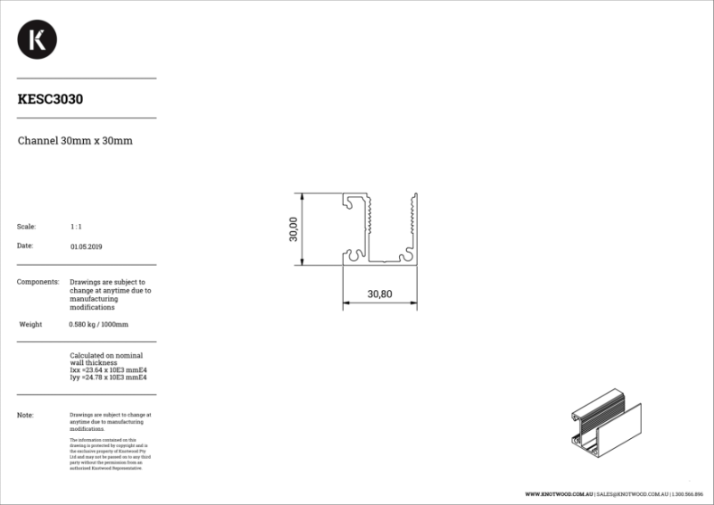 KESP3030 30 x 30 mm U channel