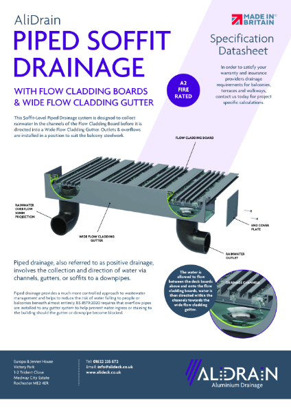 AliDrain Piped Soffit Drainage Data Sheet