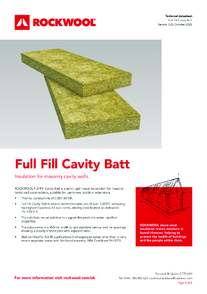 Full Fill Cavity Batt - Datasheet