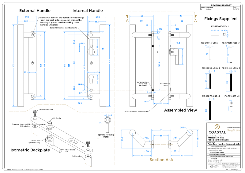 BLU™ - KM950 Patio Slide Door Handles CAD