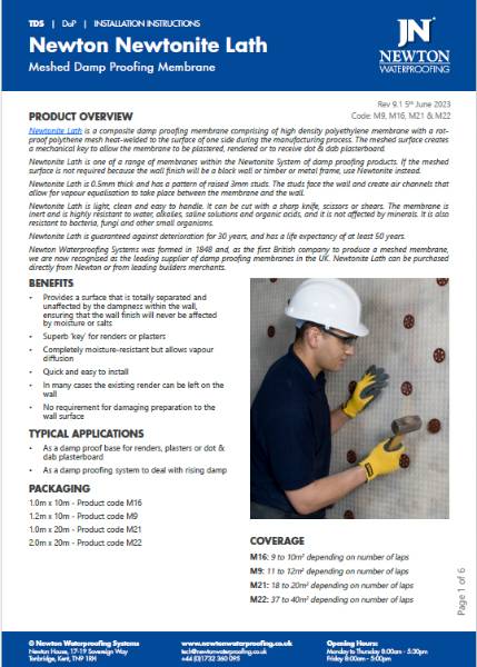 Newtonite Lath Technical Data Sheet