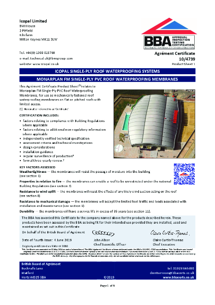 Monarplan FM PVC Single Ply Waterproofing