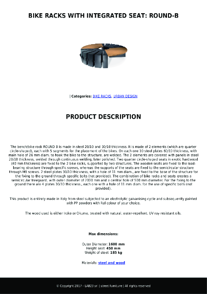 All Urban - Bike Racks - Round B - Data Sheet