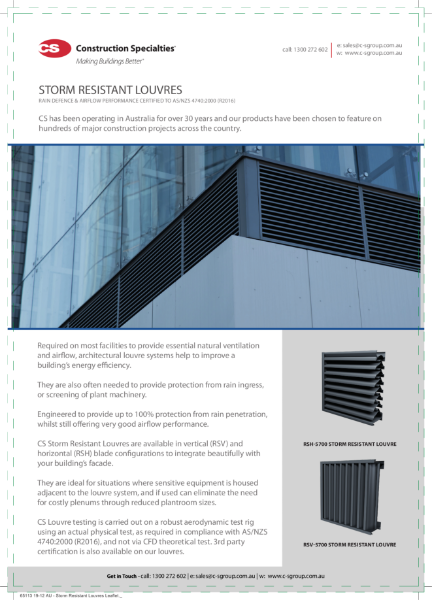 Storm Resistant Louvres Digital Leaflet.