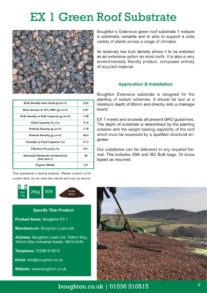 EX1 Extensive Green Roof Substrate Spec Sheet