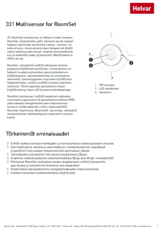 Datalehti - 331 RoomSet Multisensori