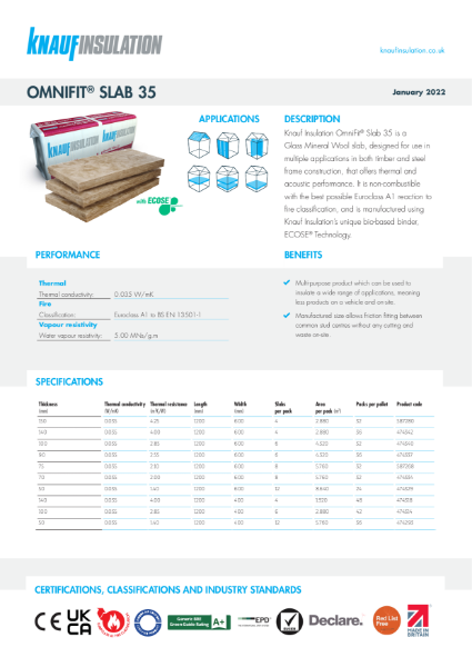 Knauf Insulation OmniFit® Slab 35 - Product Datasheet