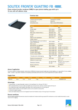 Pro Clima Solitex Fronta Quattro FB Connect Technical Datasheet