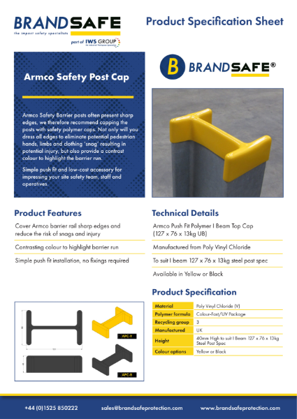 Armco Post Cap - Brandsafe Spec Sheet