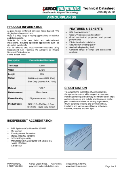 Armourplan SG Datasheet