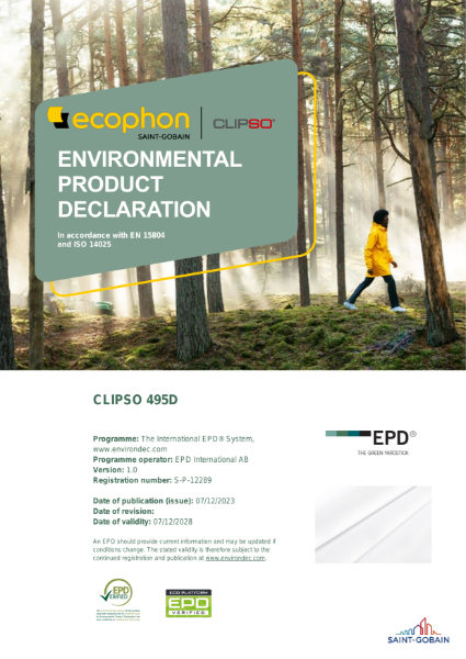 Ecophon Clipso 495D - Environmental Product Declaration Certificate - 7th December 2028