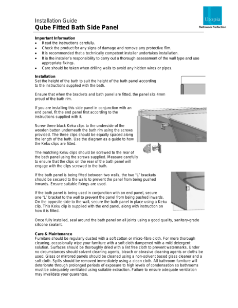 Qube bath side panel