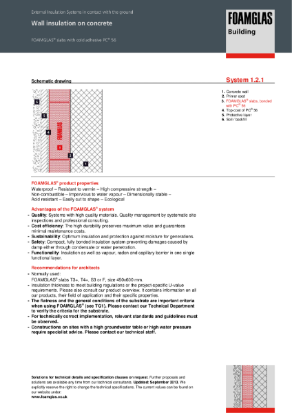 TDS_1.2.1_Wall Below Ground - FOAMGLAS Insulation to Concrete Wall