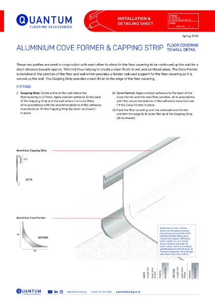 Aluminium Cove Former and Capping Installation Guide & Detailing Data Sheet 2025