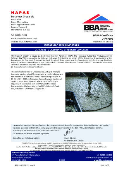 BBA HAPAS Certification