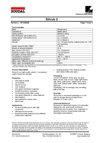 Technical Data Sheet - Silirub 2