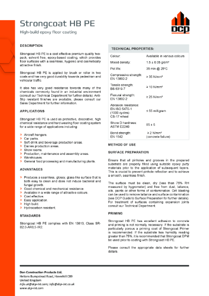 Strongcoat HB PE TDS