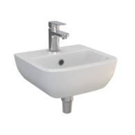 Atlas Pro Portsmouth 40 cm Square Washbasin Centre Taphole with Overflow - Wall-Hung Washbasin