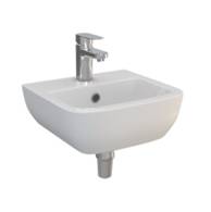 Atlas Portsmouth 40 cm Square Washbasin Centre Taphole with Overflow - Wall-Hung Washbasin