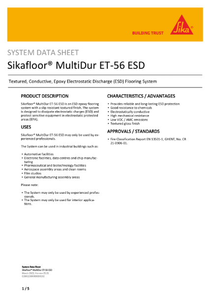 System Data Sheet Sikafloor MultiDur ET-56 ESD