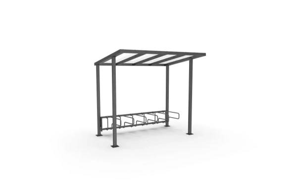 Polkupyöräkatokset - Pyöräkatos ViVa, 2,7 m, 1-puol CubiQ Std -pyörätelineet, 6pp, taka- ja etutolpilla, pinta-asennus