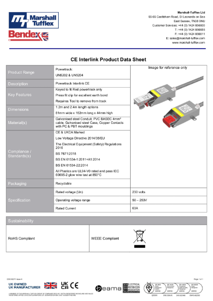 Clean Earth Powertrack Interlink Product Data Sheet
