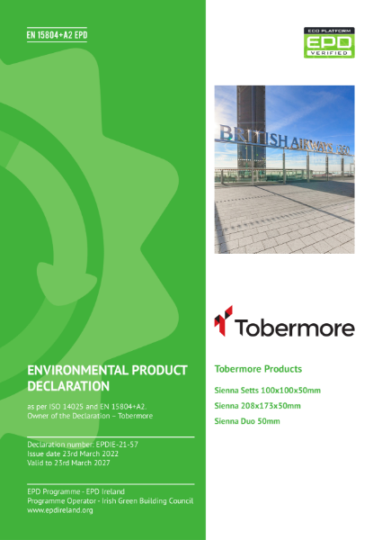Environmental Product Declaration (EPD) Sienna  & Sienna Setts 50mm