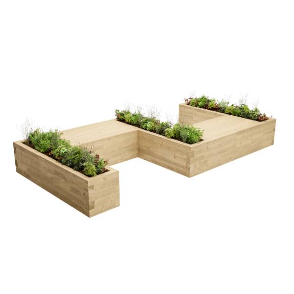 WoodBlocX Canisp Large S-Shape Planter Bench
