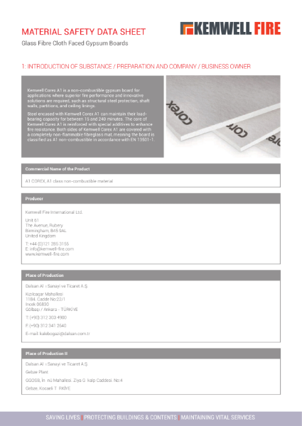 Kemwell Corex A1 Material Safety Data Sheet