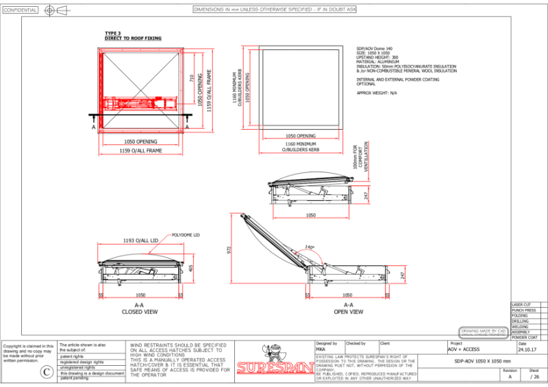 Surespan AOV Technical Drawing