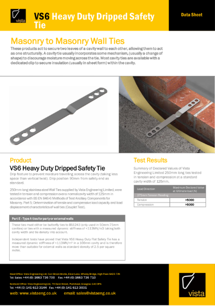 VS6 Heavy Duty Dripped Safety
Tie Data Sheet