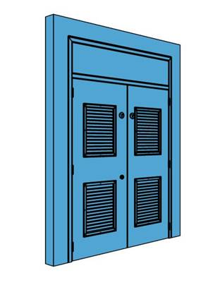 Double Metal Plant Room Door with Overhead Panel and Double Louvre