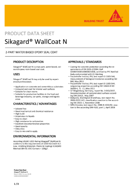 Product Data Sheet - Sikagard Wallcoat N