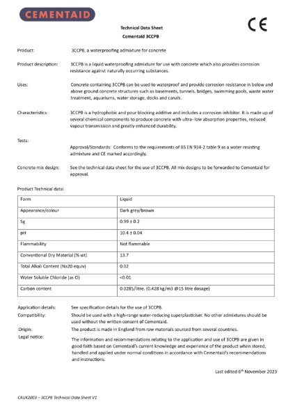 Technical Datasheet: Cementaid 3CCPB