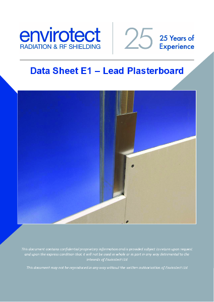 Lead Lined Panels - Gypsum